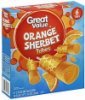 Great Value orange sherbet tubes Calories