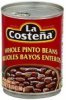 La Costena pinto beans whole Calories