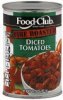 Food Club tomatoes diced, fire roasted Calories