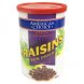 Americas Choice california raisins sun dried, seedless Calories