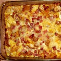 French Ham Cheese and Egg Fondue Casserole