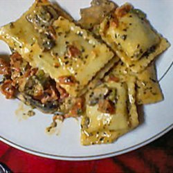 Beef Ravioli in Basil-Cream Sauce