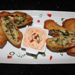 Potato, Spinach and Goat Cheese Eggrolls With Sundried Tomato