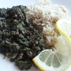 Lina's Awesome Lebanese Spinach, Beef & Rice!