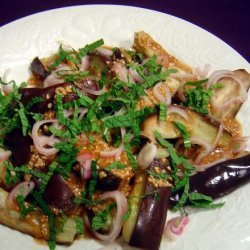 Warm Eggplant Salad With Sesame and Shallots