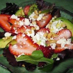 Avocado Strawberry Salad With Feta and Walnuts in a Tarragon Vin