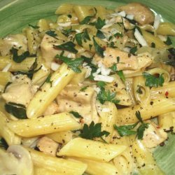 Pasta With Chicken in a Light White Wine and Fresh Herb Sauce