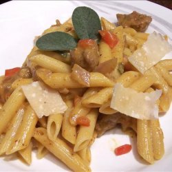 Penne With Sausage in Pumpkin Sauce.