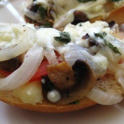 Tomatoes Mushrooms and Mozzarella Baguette Pizza