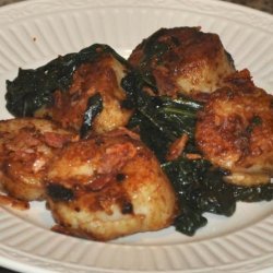 Pan-Seared Scallops With Spinach