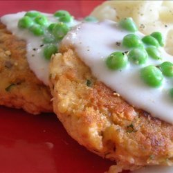 Salmon Patties with Creamed Peas