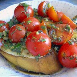 Cherry Tomatoes on Provolone Garlic Bread