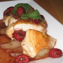 Low Fat Chicken Medallions With Cinnamon Raspberry  Pear Sauce