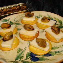 Smoked Oysters and Cheddar on Saltines