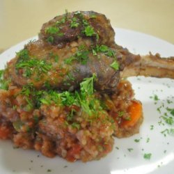 Roasted Lamb Shanks With Red Wine,tomato & Garlic Risotto