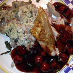 Succulent Stuffed Roast Duck  With Balsamic Cherry Sauce