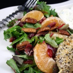 Mixed Green Salad With Oranges, Dried Cranberries and Pecans