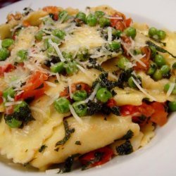 Ravioli With Peas, Tomatoes And Sage Butter Sauce