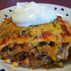 Beefy Layered Burrito Casserole