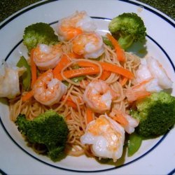 Orange-Sesame Noodles With Grilled Shrimp