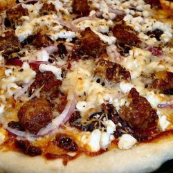 Auberge Chorizo, Goat's Cheese and Onion Pizza - Thin Crust