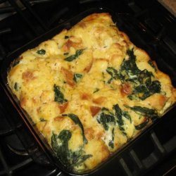 Spinach and Jack Cheese Bread Pudding