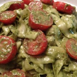 (Raw) Angel-Hair Zucchini  pasta  With Fresh Pesto