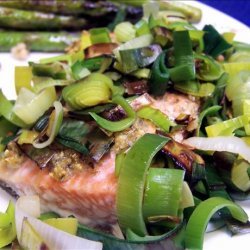 Roast Salmon With Leeks