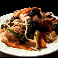 Sticky Pork and Hokkein Noodle Stir Fry