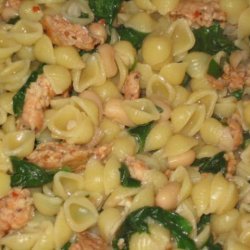 Pasta Shells With Beans, Greens, and Sausage