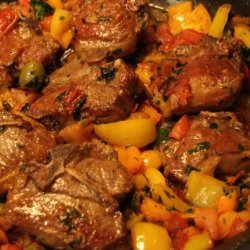 Lamb Chops, Calabrese, With Tomatoes, Peppers and Olives
