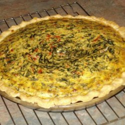 Fluffy Spinach, Onion and Roasted Red Pepper Quiche With Gruyere