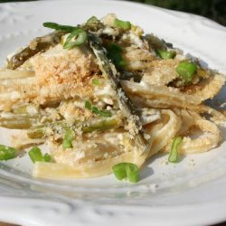 Fettuccine With Asparagus, Lemon, Pine Nuts & Mascarpone