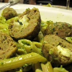 Mozzarella-Stuffed Pesto Turkey Meatballs