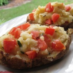 Twice Baked Potatoes With Mozzarella, Tomato and Basil