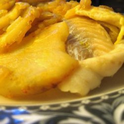 Baked Fish With Potatoes, Onions, Saffron and Paprika