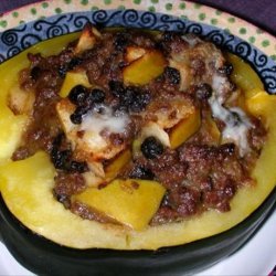 Ground Beef & Apple Filled Acorn Squash Halves