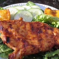 Grilled fruity balsamic chicken with cilantro salad.