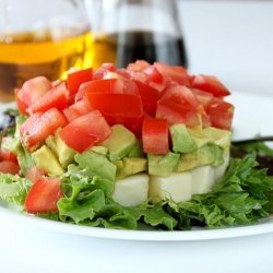 Avocado, Tomato and Mozzarella Tower Salad