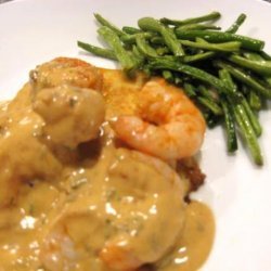 Sautéed Shrimp With Polenta and Manchego Sauce