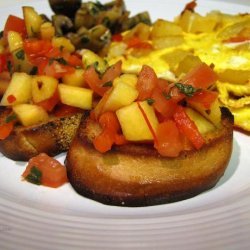 Peach and Roasted Red Pepper Bruschetta