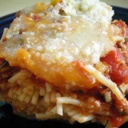 Spaghetti Crust Sausage Pizza Casserole