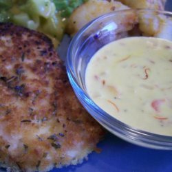 Herb-Crumbed Crispy Chicken With Saffron Cream Sauce