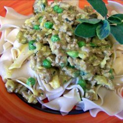 Ground Turkey With Creamy Squash Sauce  over Noodles