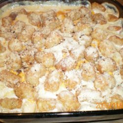 Cheesy Sausage Tater Tots - Topped Casserole