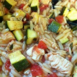 Chicken, Tomato, Zucchini, and Orzo Stew