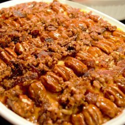 Maple Glazed Sweet Potatoes With Pecan Topping