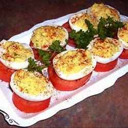 Mom's Stuffed Eggs Tomato Stack