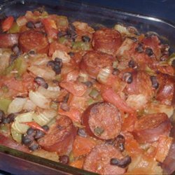 Black Bean Smoked Spicy Sausage Casserole