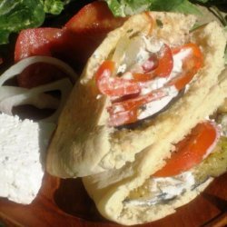 Roasted Vegetable Pita With Creamy Feta Dressing